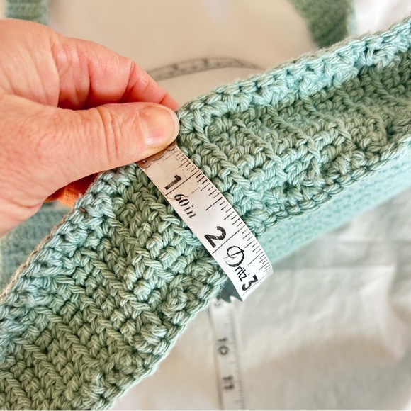 Handmade Crochet Crossbody Shoulder Bag Aqua Blue Boho Festival - Picture 7 of 7